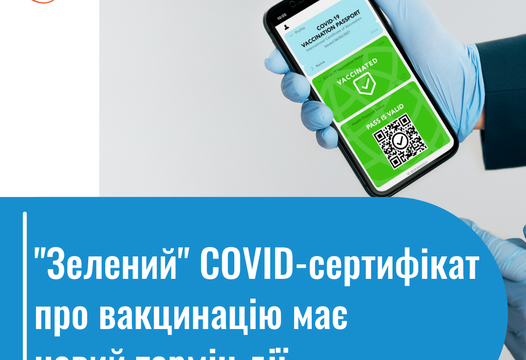Термін чинності “зелених” COVID-сертифікатів в Дії скорочено з 365 до 270 днів.
